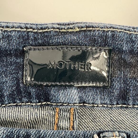 Mother The Looker Ankle Fray Alley Cat Dark Wash Distress Denim Skinny Jeans 29 - Picture 8 of 13